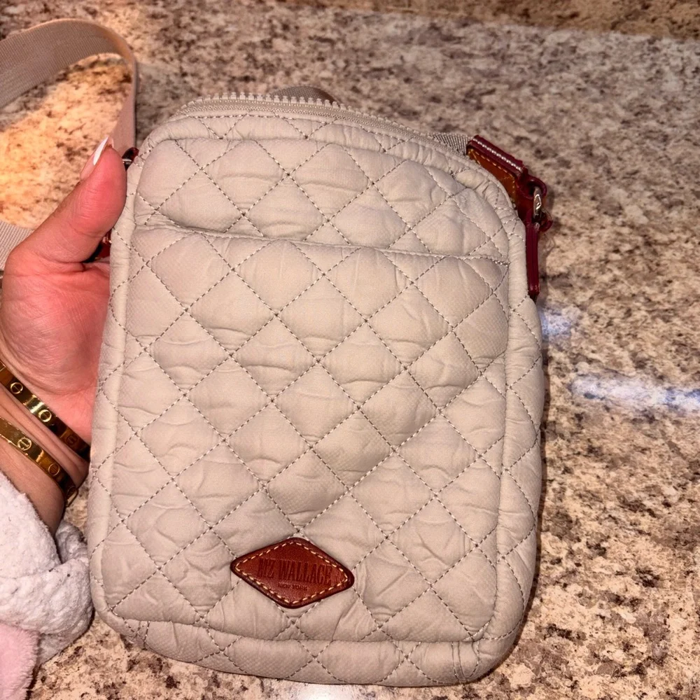 MZ Wallace Beige Quilted Crossbody Bag - Picture 2 of 8